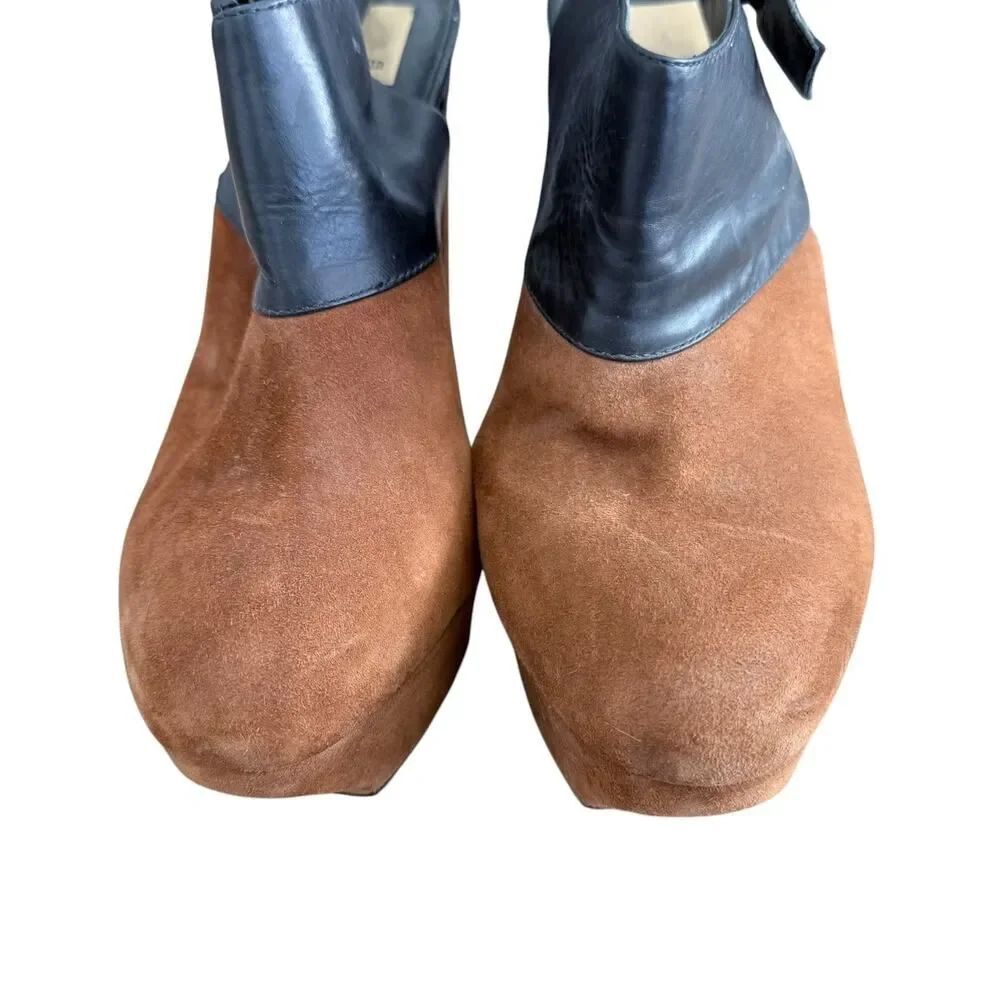 Dolce Vita Joanna Heels Platform Black Brown Suede Leather Shoes Womens 9 - Picture 4 of 12